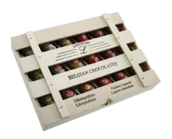 LIKEUR PRALINES AMUSELLE HOUTENKISTJE  240GR x10