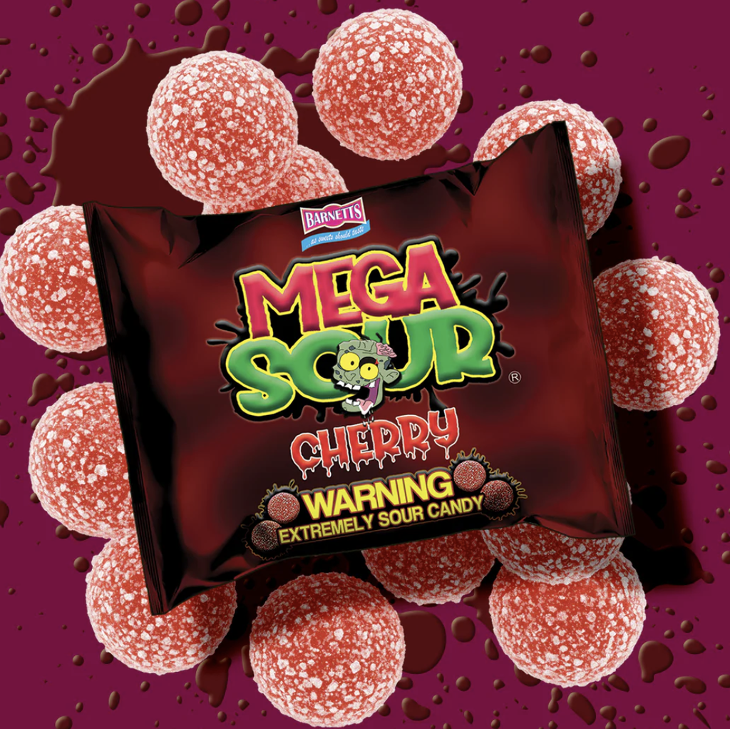 BARNETTS MEGA SOUR CANDY CHERRY 12 X 104 GR 