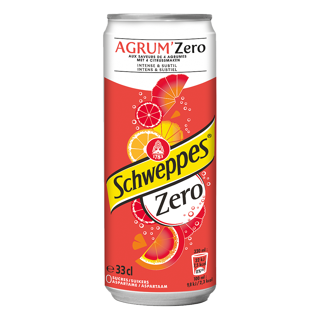 [F18704 ] SCHWEPPES BLIK AGRUM ZERO 4X6X33CL