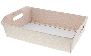 #VERP - RECHTHOEKIGE MAND "MATELASSE" 31 X 22 CM CREME ROZE 5ST