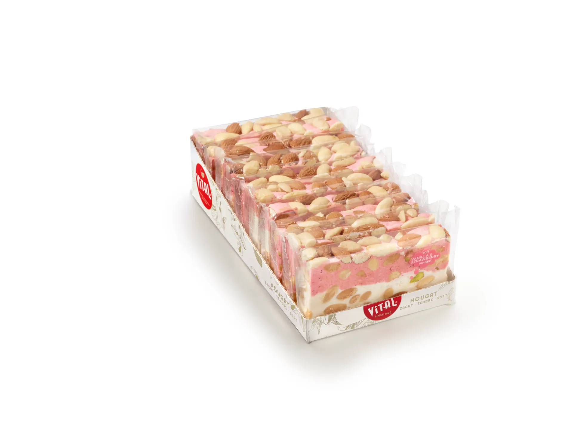 [VIT/21180] VITAL NOUGAT SLICE VANILLE / AARDBEI 10 X 100 GR