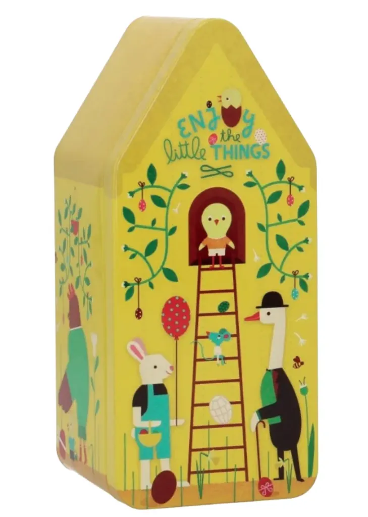 [250/002585] TINNEN STRANDUISJE GEEL-GROEN