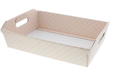[KAR56270CP] #VERP - RECHTHOEKIGE MAND "MATELASSE" 40 X 30 CM CREME ROZE     5ST