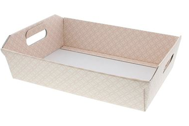 #VERP - RECHTHOEKIGE MAND "MATELASSE" 40 X 30 CM CREME ROZE 5ST