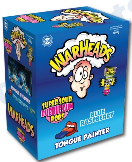 MEGA WARHEADSLOLLIES BLUE (TONG PAINTER ) 100 ST