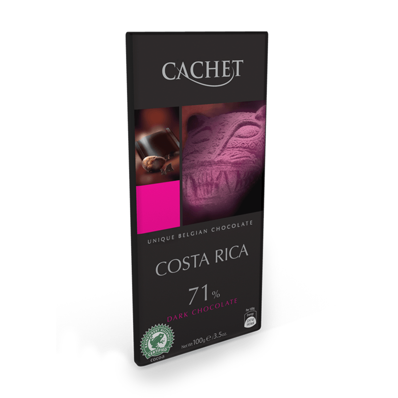 CACHET TABLET PUUR CHOCOLADE COSTA RICA 71% 12 X 100 GR