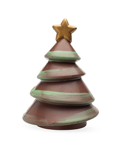 DE CHOCOLATERIE X-MAS TREE  & STAR DARK MILK COLOURED 15 CM - 5 x 200 gr