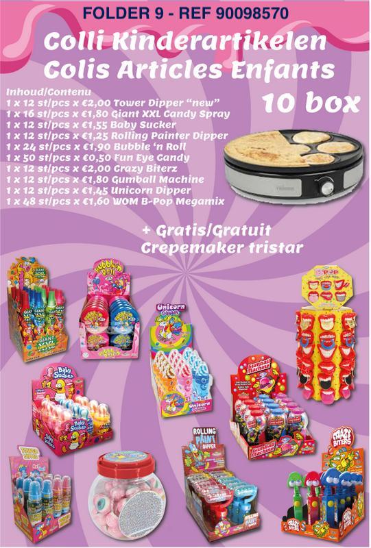 COLLI KINDERARTIKELEN 10 BOX + GRATIS TRISTAR CREPEMAKER ( FOLD9)