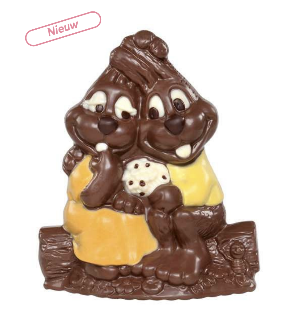 DESCH COUPLE DE PÂQUES LAIT DECO JAUNE ORANGE 15 CM - 4 X 150 GR 