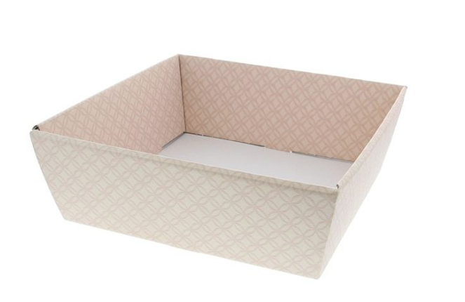 #VERP - VIERKANT BAKJE MATELASSE 26 X 26 CREME ROZE 