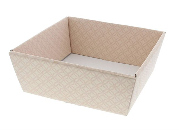 [KAR56266CP] #VERP - VIERKANTE MAND "MATELASSE" 21 X 21 CM CREME ROZE    5ST