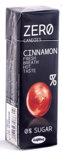 [028306] ZERO CANDIES CINNAMON ( KANEEL) 12 STUKS