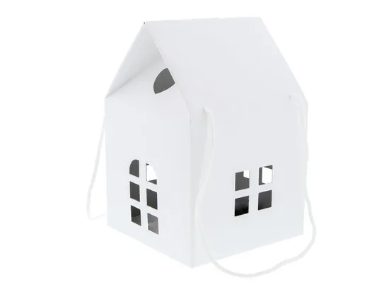 [KAR56286] HUIS MET KOORD WIT MATELASSE 20Cm x 20cm x 30CM - 5 STUKS 