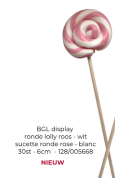 BGL DISPLAY RONDE LOLLY ROOS/WIT - 30 ST