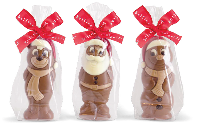 BELFINE ZAKJE KERSTFIGUURTJES ASS KERSTBEER WICKY & KERSTMAN WILLY & SNEEUWMAN WOODY 24 X 55GR