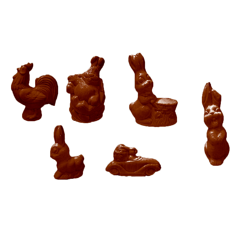 [P100M] MEROUT DEMI-GRANDS SUJETS PÂQUES LAIT 6PCS - 1,20 KG  