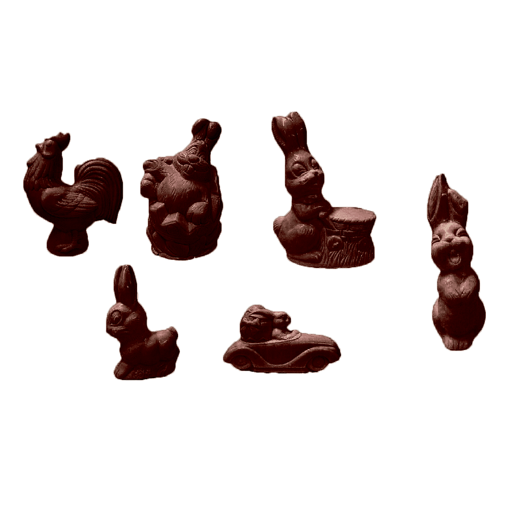 [P100P] MEROUT DEMI-GRANDS SUJETS PÂQUES NOIR 6PCS - 1,20 KG  