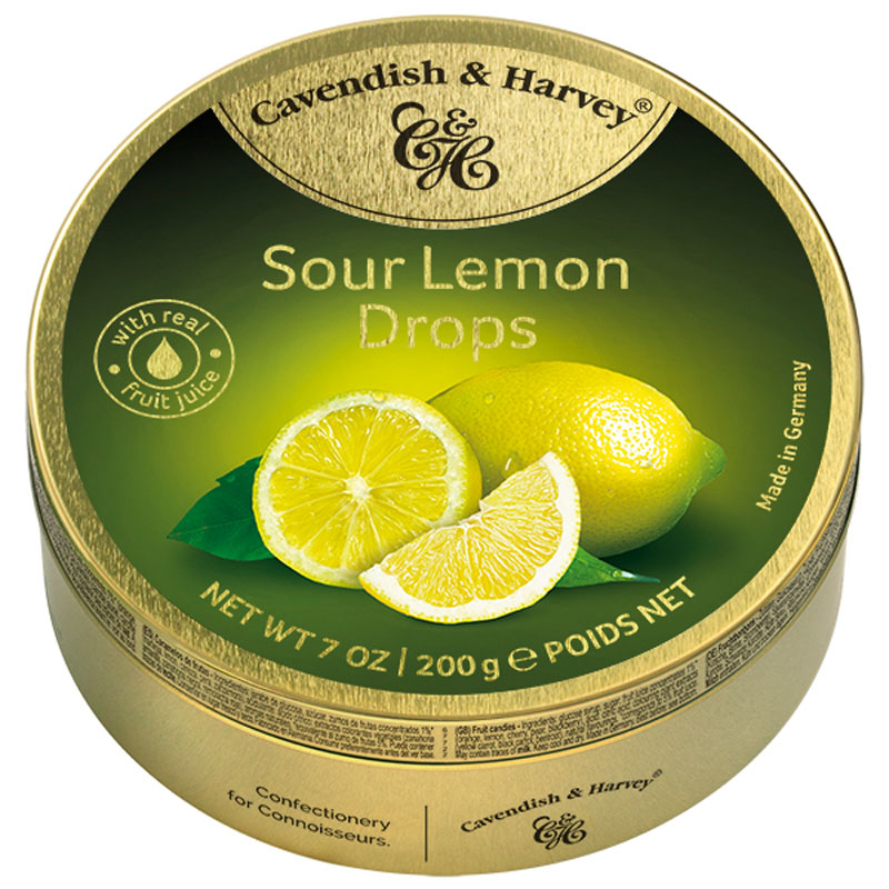 [6703] CAVENDISH & HARVEY SINGLE FRUIT DROPS SOUR LEMON 9 X 200 GR