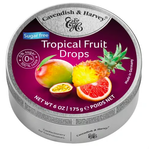 CAVENDISH & HARVEY SUGAR FREE DROPS TROPICAL FRUIT 9 X 175 GR 