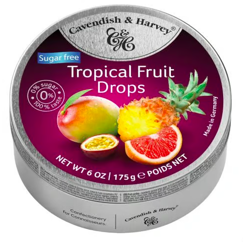 CAVENDISH & HARVEY SUGAR FREE DROPS TROPICAL FRUIT 9 X 175 GR