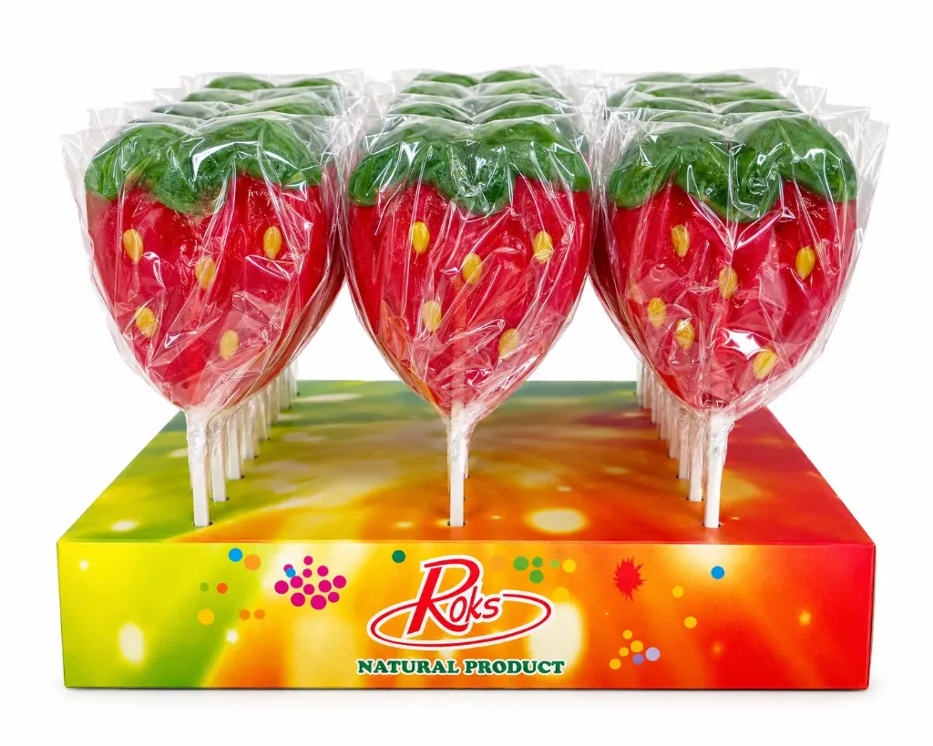 [ROKS91S] ROKS AARDBEI LOLLY 80 GR X 27 STUKS