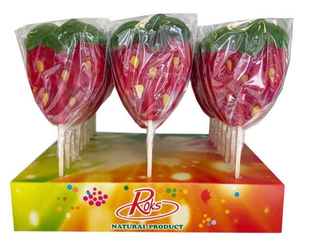 ROKS AARDBEI LOLLY 80 GR X 27 STUKS