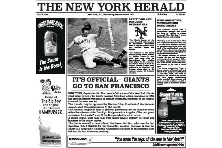 [LA1530.1] LA FOODS NEWSPAPER NEW YORK 1952 30 X 30 