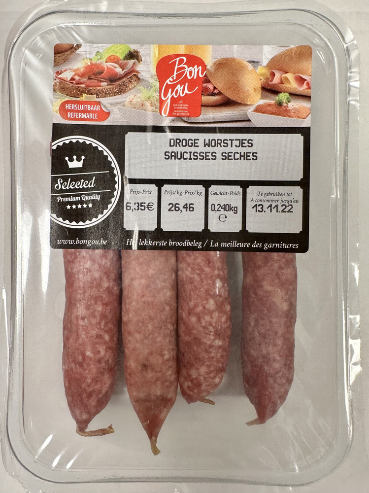 BG DROGE WORSTJES 4X240GR <**>