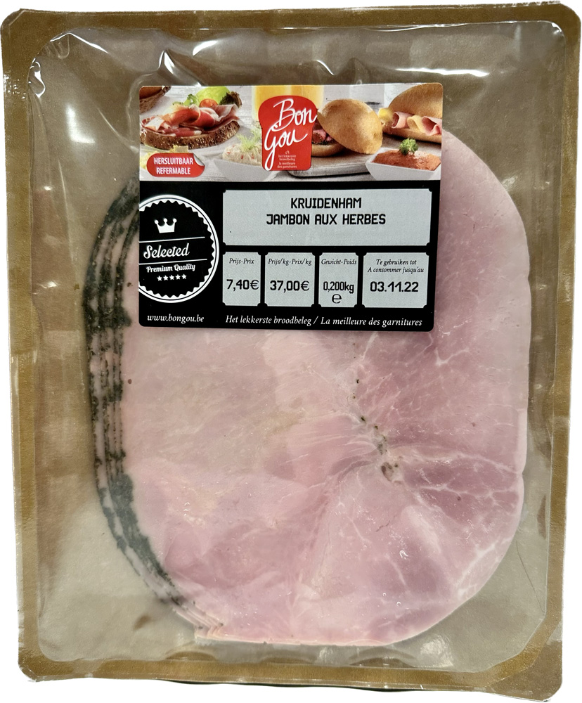 BG GEKOOKTE HAM MET KRUIDEN 6X200GR <**>