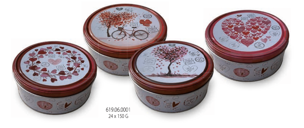 [619.06.0001] HAMLET BLIK LOVE THEMA (heart tin) COOKIES 24 X 150GR
