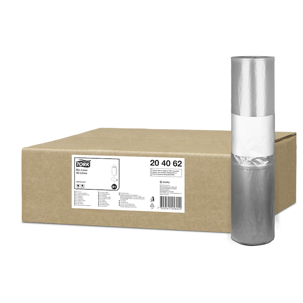 [ESS/204062] TORK AFVALZAK TRANSPARANT 50 LITER B1X25 (204062) (10)
