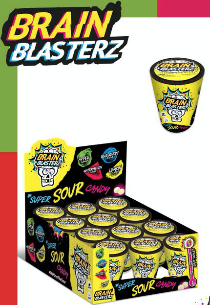 BRAIN BLASTER SOUR CANDY TUBE 12 STUKS