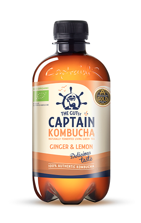 THE GUTSY CAPTAIN KOMBUCHA GINGER & LEMON 12 X 400 ML