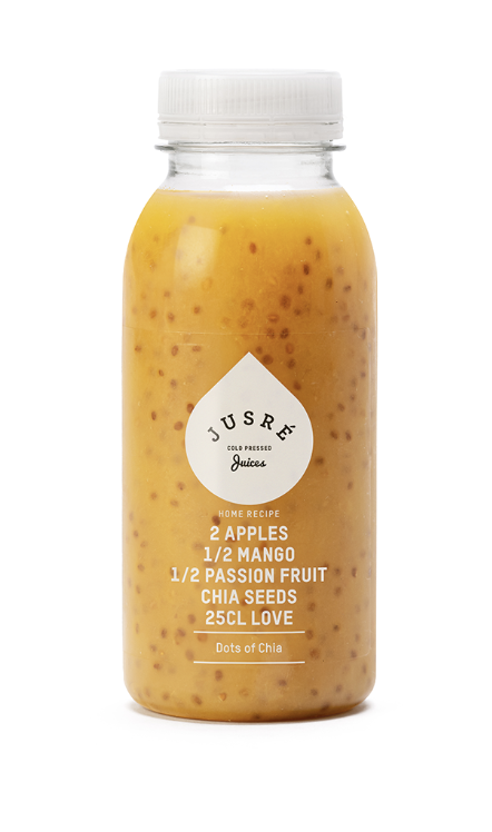 JUSRE SMOOTHIE APPEL/MANGO/PASSIE & CHIA - DOTS OF CHIA 6 X 250 ML <**> 