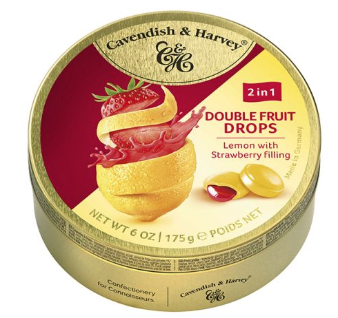 CAVENDISH & HARVEY DOUBLE FRUIT DROPS LEMON - STRAWBERRY FILLING 9 X 175 GR 