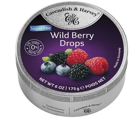 [6505] CAVENDISH & HARVEY SUGAR FREE DROPS WILDBERRY 9 X 175 GR