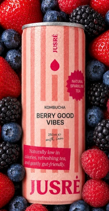 [169/007398] JUSRE KOMBUCHA AARDBEI, FRAMBOOS, BIET & GEMBER "LOVE YOU BERRY MUCH" 12 X 250 ML <**>