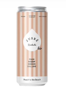 JUSRE KOMBUCHA PERZIK, ROZEBOTTEL & HIBISCUS "PEACH TO THE BEACH" 6 X 330 ML <**> 