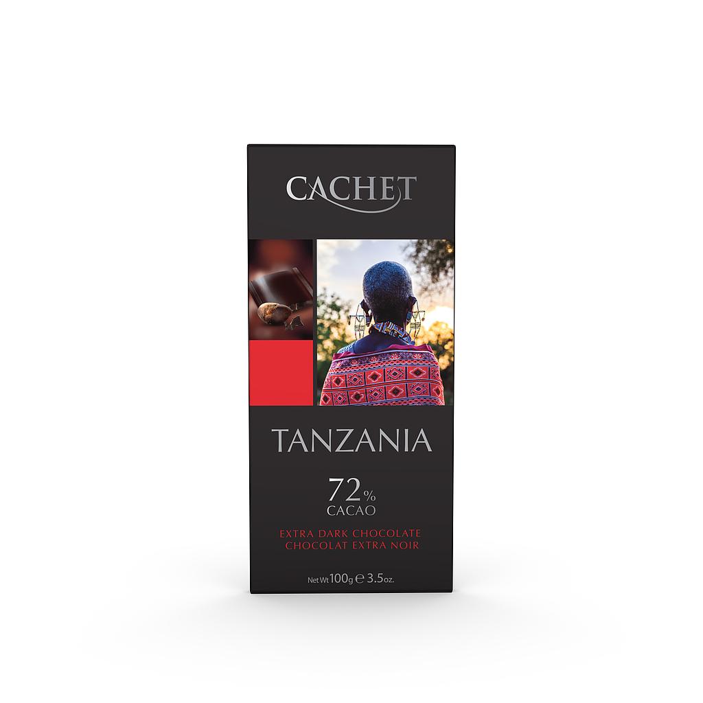 CACHET TABLET 72 % PUUR TANZANIA 12 X 100 GR 