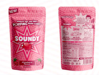 SOUNDY HARD POPPING CANDY AARDBEI 16 ST