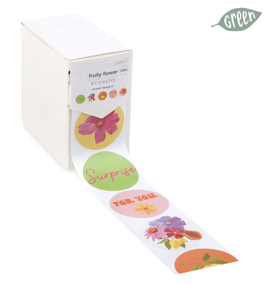 [ETI14295004] #VERP - STICKERS OP ROL FRUITY FLOWER 500ST