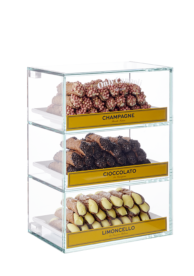 ONLY CANNOLI PICCOLO DISPLAY ( 28,5X 17,5X 38,5CM)+ DOOS MET TOEBEHOREN