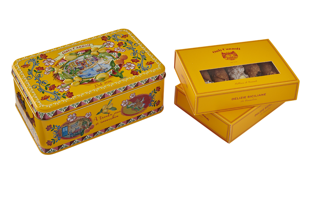 [BLS224] ONLY CANNOLI BLIK SICILIE - 24 BLIKKEN + 1 omdoos 50 stuks doosjes 5 cannoli