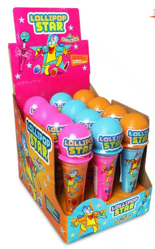 FUNNY CANDY LOLLIPOP STAR MICROPHONE 12ST