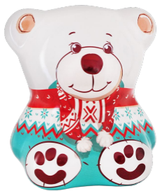 MAGNAT TINY WINTER TEDDY (SPAARPOT)  WITH JELLY CANDIES IN CHOCOLATE 125 GR X 6 ST