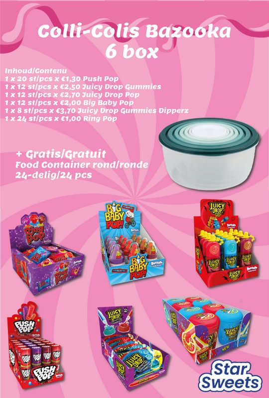 COLLI BAZOOKA 6 BOX + GRATIS FOOD CONTAINER ROND 14-DELIG (FOLD 9 '24)