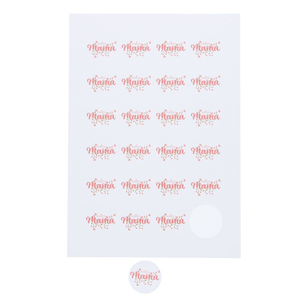 #VERP - STICKER 4 CM FLEUR ALLERLIEFSTE MAMA 24 ST OP A4