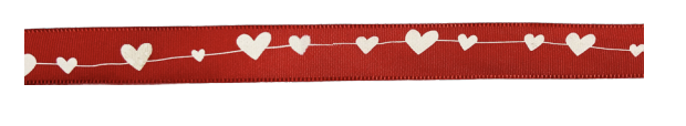 #VERP- LINT LOVFEAST ROOD MET WIT HARTJE 15MM