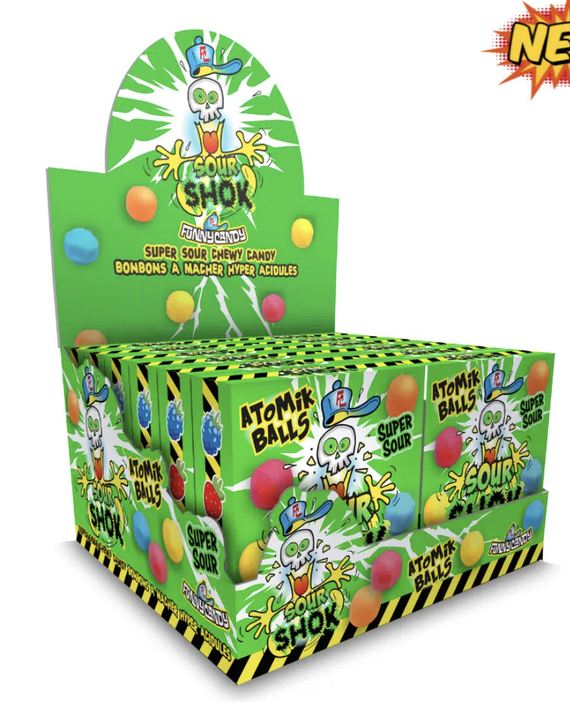 [51402126] FUNNY CANDY SOUR SHOK ATOMIC BALLS 12ST