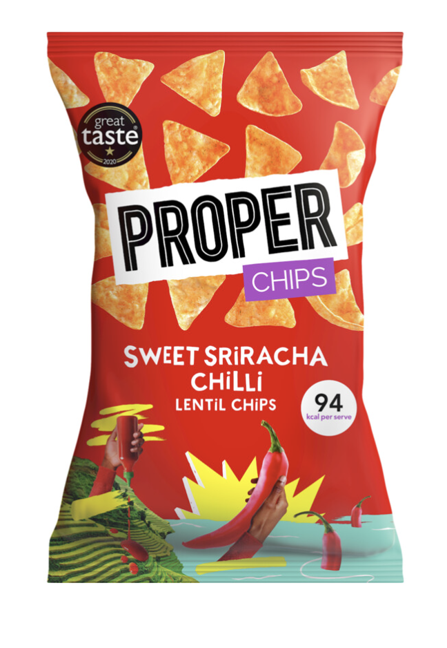 PROPER LENTIL CHIPS SWEET SIRACHA CHILLI 8X85 GR 